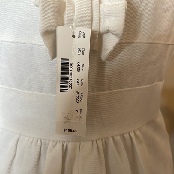 J. Crew NEW FLAWED Solid White Bow Back Crew Neck Above Knee Sleeveless Natural - Picture 4 of 6
